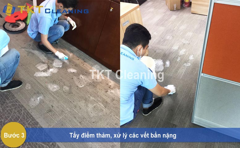 Bước 3 - Tẩy điểm thảm xử lý vết bẩn nặng