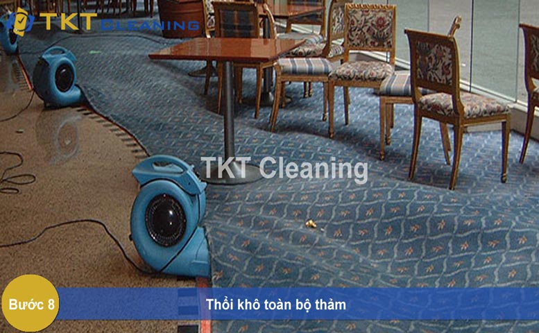 Bước 8 - Thổi khô toàn bộ thảm văn phòng