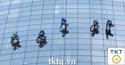 Photo: Cleaning service of high-rise glass buildings of office buildings