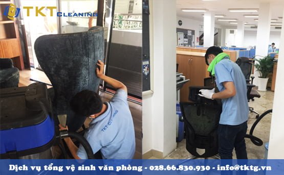 dịch vụ tổng vệ sinh văn phòng làm sạch ghế văn phòng - TKT Cleaning