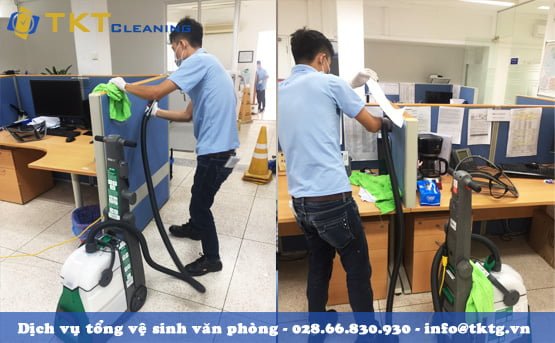 dịch vụ tổng vệ sinh văn phòng định kỳ làm sạch vách bàn làm việc - TKT Cleaning