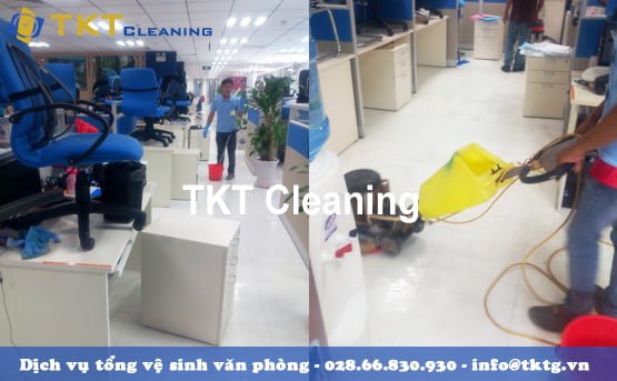 phủ bóng sàn Vinyl của văn phòng - TKT Cleaning