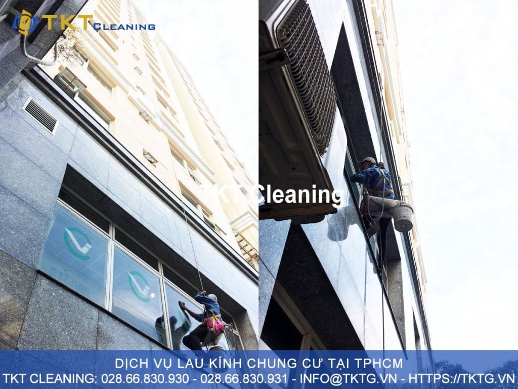 Image: cleaning apartment glass in Ho Chi Minh City - TKT Company
