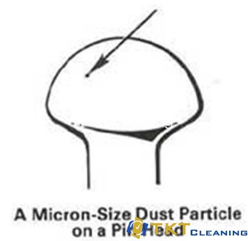 hạt bụi kích thước 0.5 micromet trên đầu cây kim