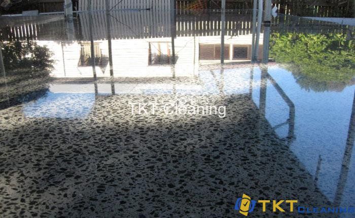 Exterior concrete is polished