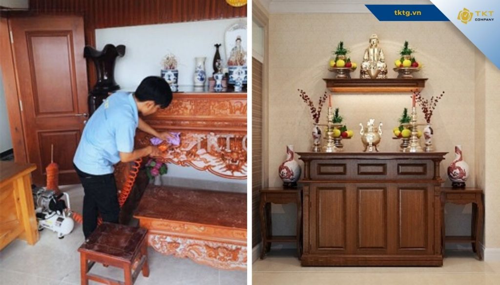 Dọn nhà đón Tết khu vực bàn thờ gia tiên