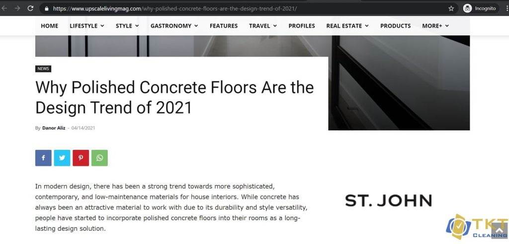 Xu thế sàn bê tông đánh bóng tại nhà, căn hộ, biệt thự đang nóng năm 2021
