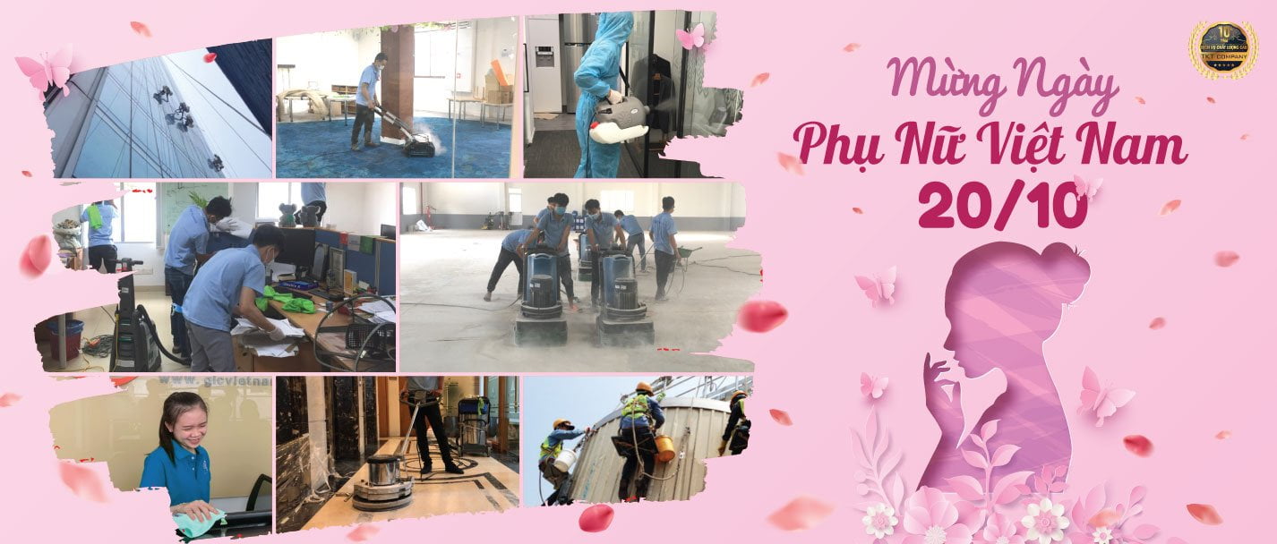 Banner công ty vệ sinh TKT Cleaning Chào 20/10