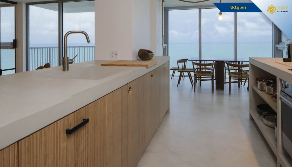 Vi xi măng Microcement ứng dụng cho không gian nấu nướng