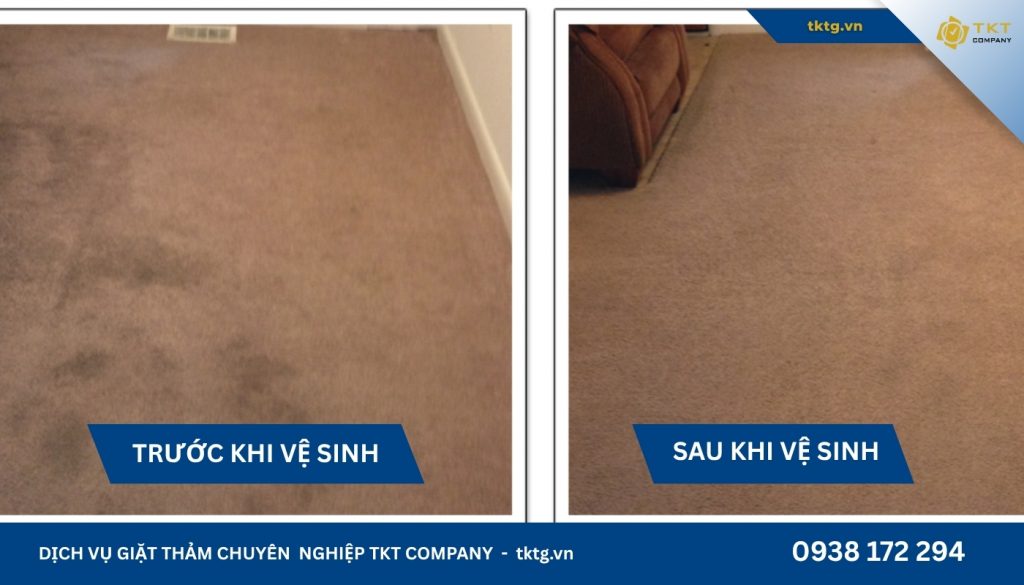 Ảnh trước và sau khi sử dụng dịch vụ vệ sinh thảm