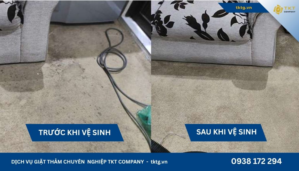 Ảnh trước và sau khi sử dụng dịch vụ vệ sinh thảm