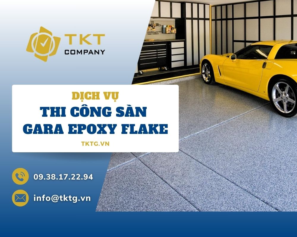 Thi công sàn Gara Epoxy Flake