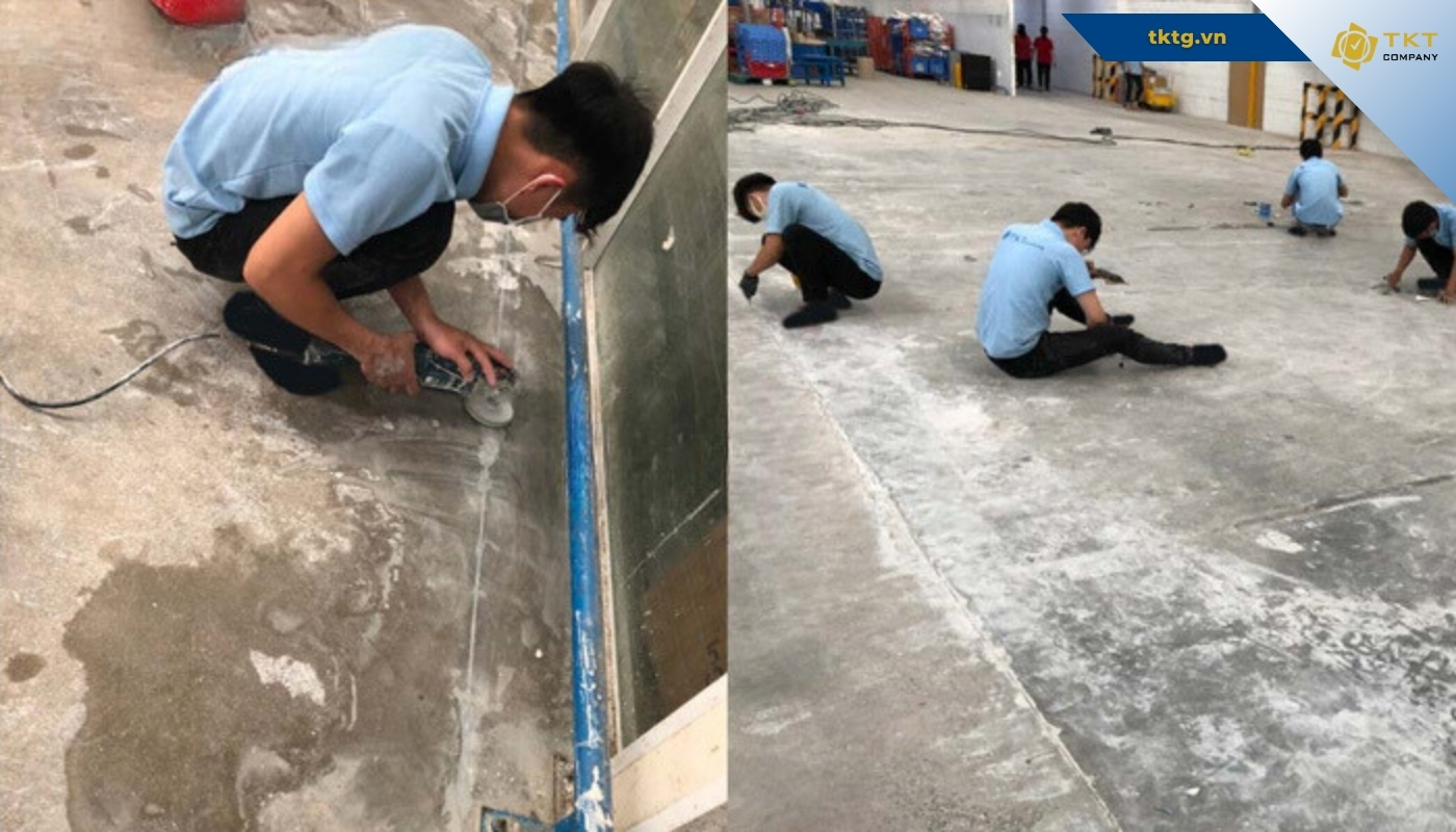 Chuẩn bị bề mặt thi công sơn sàn epoxy