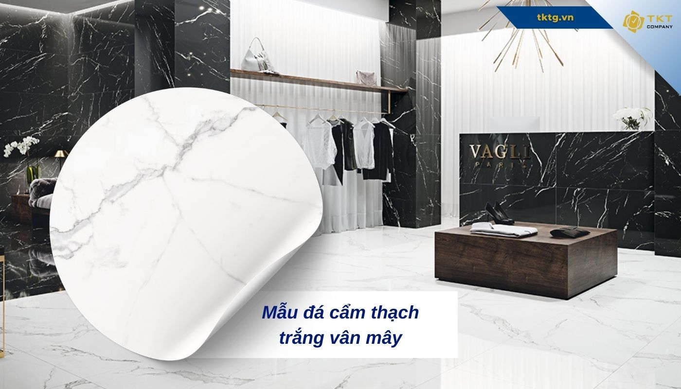 Đá cẩm thạch trắng vân mây