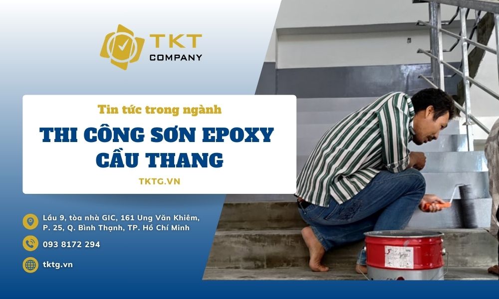 Thi công sơn epoxy cầu thang bộ chống trơn trượt