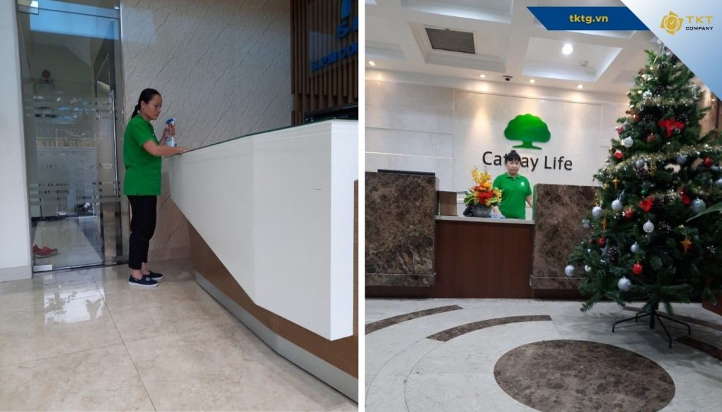 Thuê tạp vụ văn phòng vệ sinh quầy lễ tân để giữ sạch sẽ, ghi điểm trong mắt khách hàng