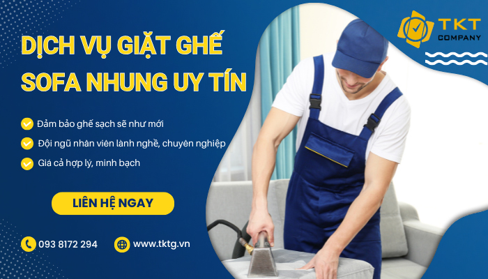 Giặt ghế sofa nhung sạch sẽ, giá rẻ tại TKT Company 