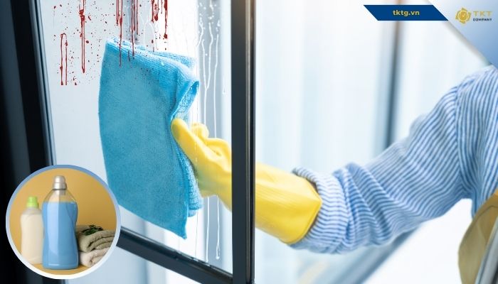 Cách làm sạch sơn dính trên cửa kính bằng nước xả quần áo