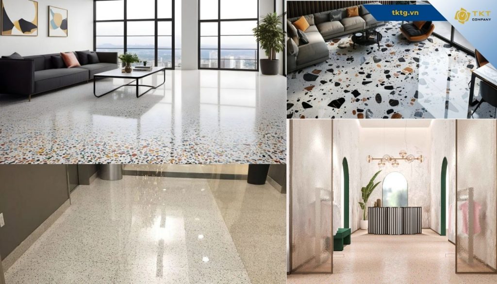 Nhiều dạng hoàn thiện của đá mài, terrazzo phù hợp với nhiều ứng dụng