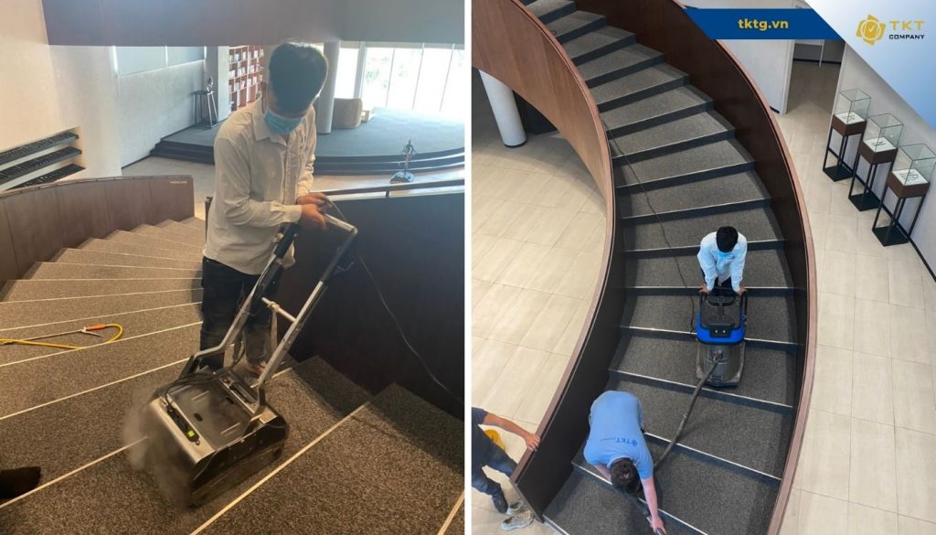 dịch vụ vệ sinh giặt thảm cầu thang HCM