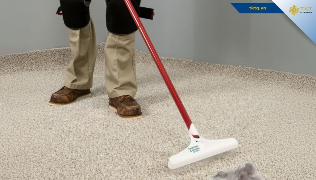 Gim lông bằng cây gạt nước là cách loại bỏ lông chó mèo trên thảm nhanh gọn