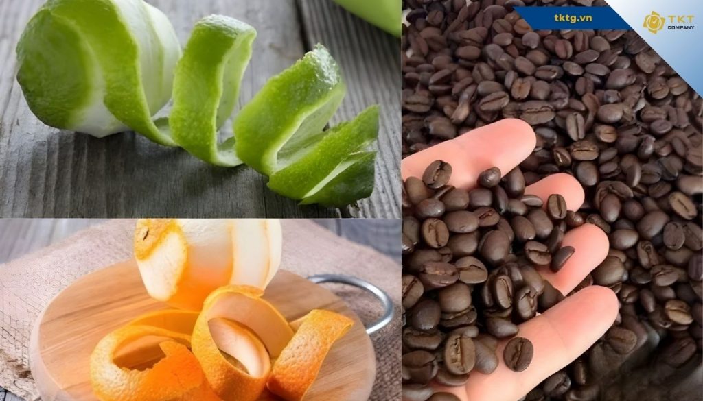 khử mùi hôi ghế sofa bằng vỏ trái cây hoặc cà phê