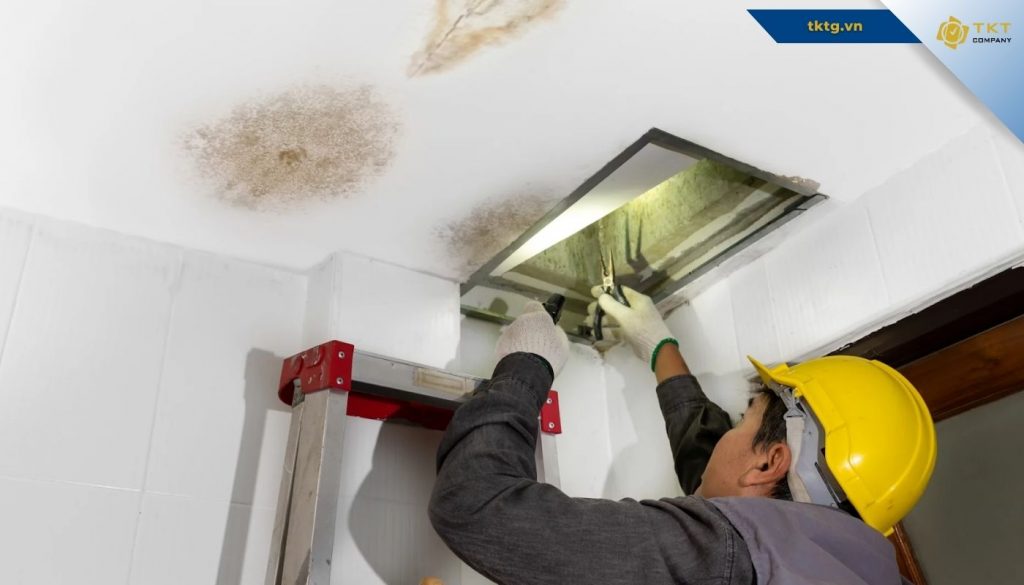 Xác định chính xác vị trí và nguyên nhân bị thấm nước trên trần thạch cao