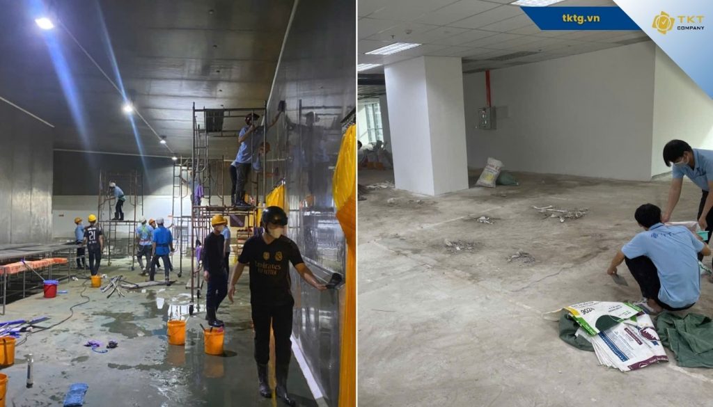 Nhân viên TKT Company vệ sinh nhà cửa Phường Tân Định sau xây dựng