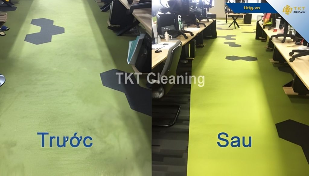 Vệ sinh thảm trải sàn văn phòng của TKT Company