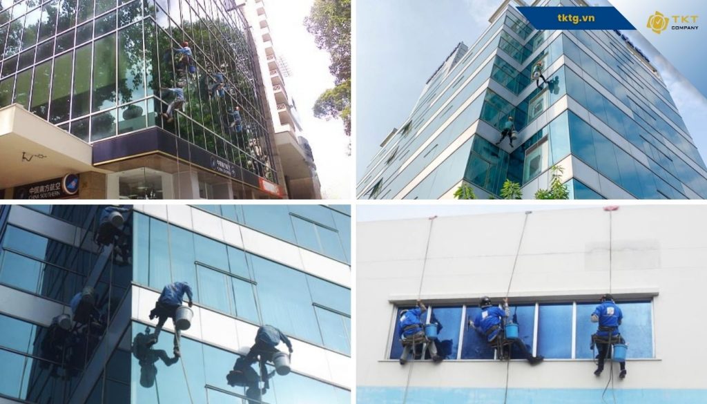 Dự án lau kính tòa nhà cao tầng, chung cư chuyên nghiệp của TKT Company
