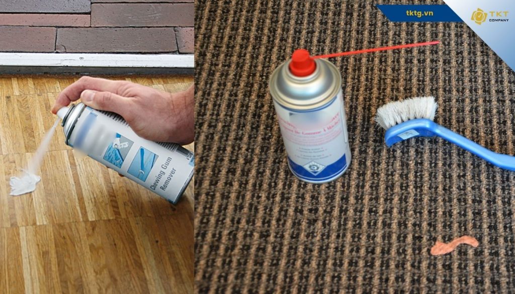 Có thể sử dụng dung dịch tẩy rửa sàn chuyên dụng để loại bỏ lớp kẹo cao su