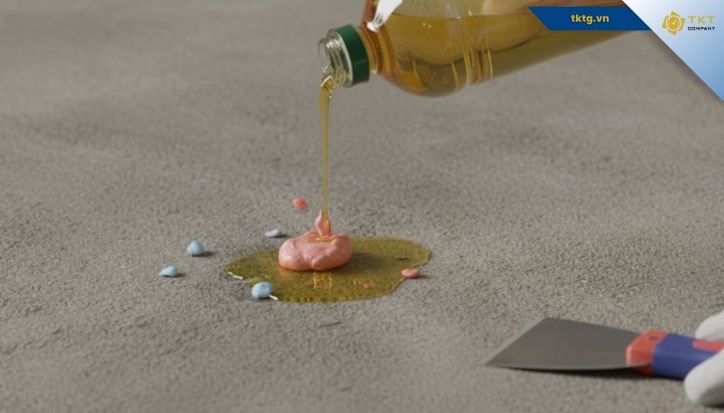 Cách làm sạch sàn nhà dính kẹo cao su bằng dầu ăn