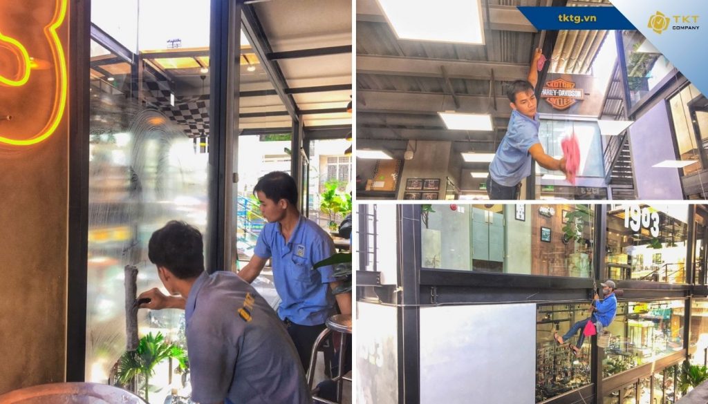 Dịch vụ vệ sinh nhà Phường Bàn Cờ của TKT Company lau dọn cửa kính