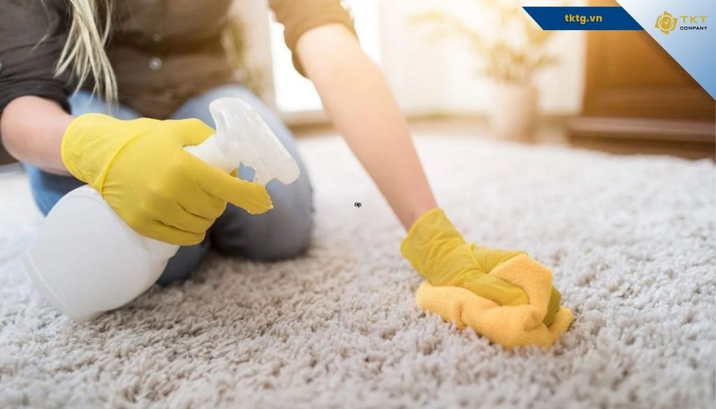 Dùng hỗn hợp giấm và nước cất để làm sạch sáp nến trên thảm