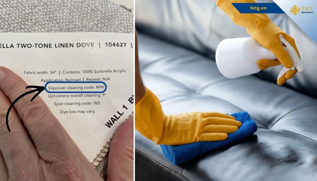 Cần kiểm tra mã vệ sinh sofa vải Microfiber được gắn kèm khi mua sofa trước khi vệ sinh