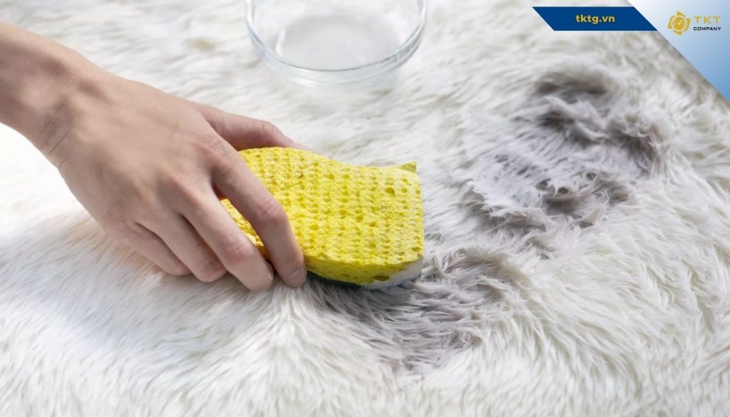 Oxy già dùng để phá vỡ cấu trúc và tẩy các vết rượu trên thảm đã khô lâu ngày