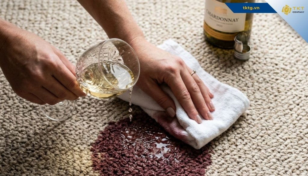 Cách vệ sinh thảm dính rượu vang đỏ bằng chính rượu vang trắng