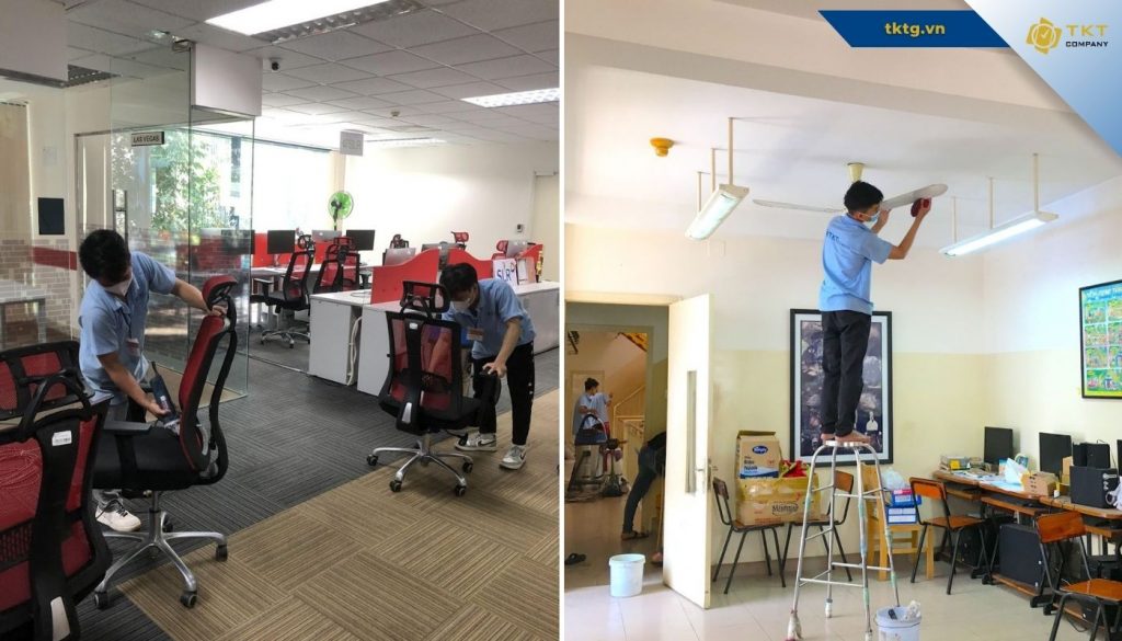 Hạng mục vệ sinh văn phòng của đội ngũ nhân viên TKT Company