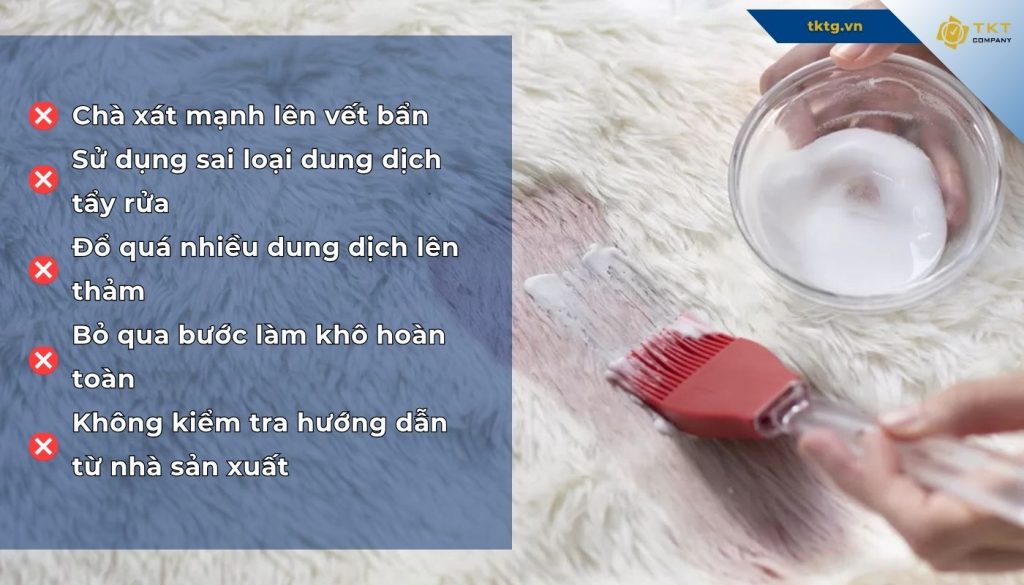 Tránh chà xát, đổ nhiều dung dịch lên vết rượu đổ trên thảm