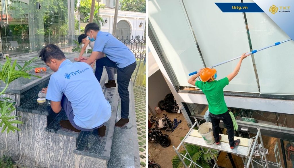 Hạng mục vệ sinh kính, đánh bóng sàn