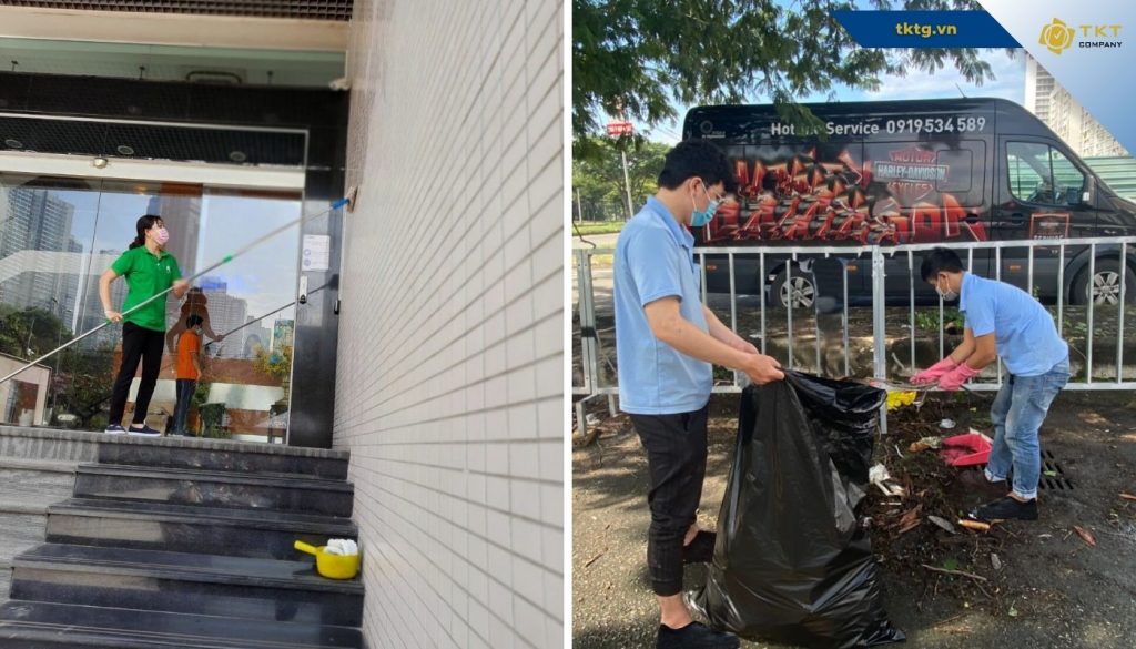 Hạn mục vệ sinh nhà ở quận 2 gồm lau dọn trần nhà, sàn, kính, hút bụi nhà...