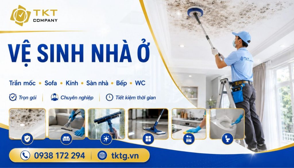 Đặt dịch vụ vệ sinh nhà ở tại TKT Company