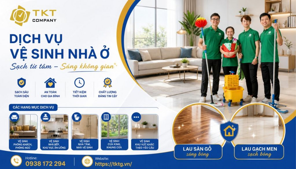 Đặt lịch vệ sinh nhà ở trọn gói từ lau dọn sàn nhà, trần, phòng ngủ đến toilet, bếp