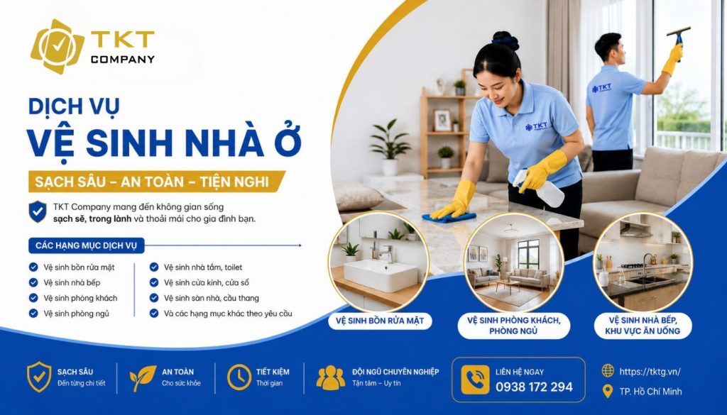 Liên hệ TKT Company đặt lịch vệ sinh nhà ở