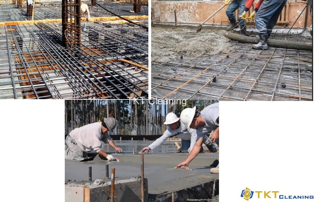 Thi công đổ nền bê tông có lưới thép gia cường cho sàn nhà xưởng