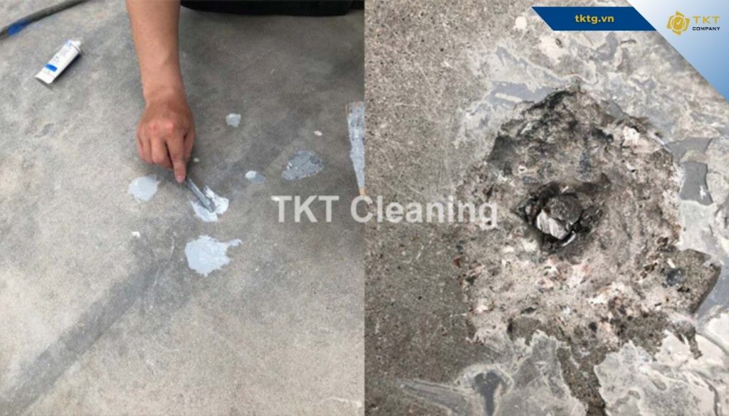 Trám vết nứt và xử lý điểm thấm trên sàn trong dịch vụ chống thấm ngược tại TPHCM